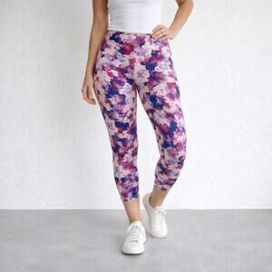 Bally Pink Abstract Print High Rise Crop Leggings Sz M